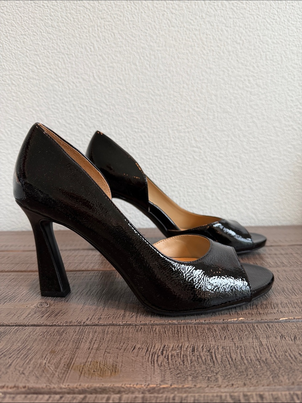 Naturalizer Black Patent Peep-Toe Heels New